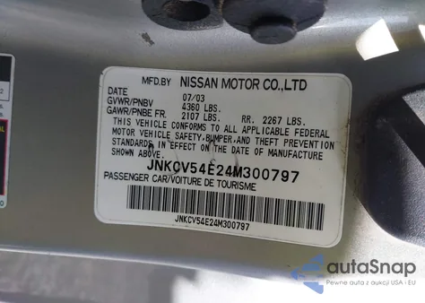 2004 Infiniti G35 z USA, uszkodzony, nr VIN JNKCV54E24M300797